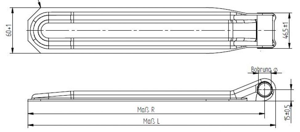 Bordwand Klappenscharnier 224 mm lang