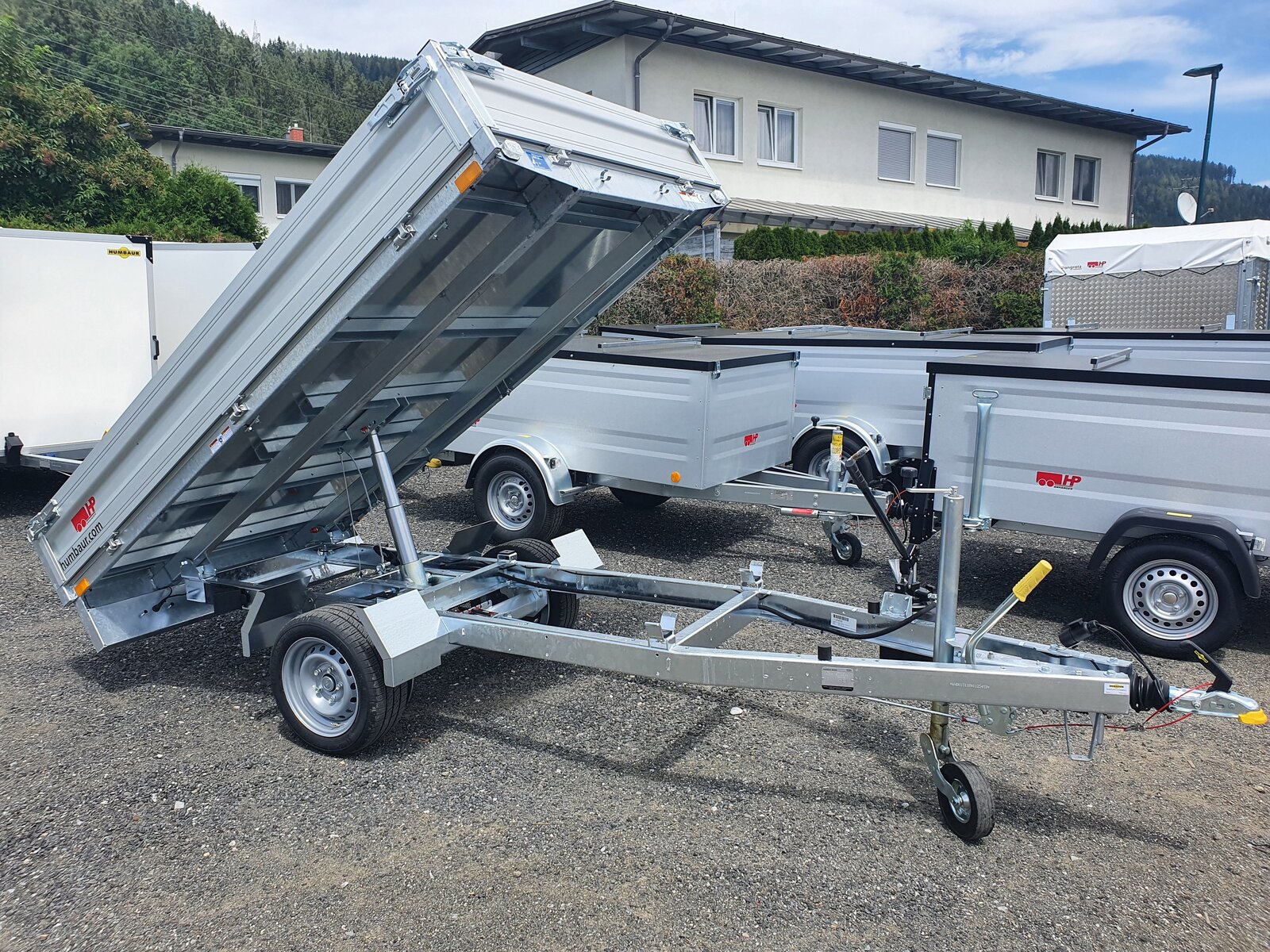 PKW-Anhänger, Rückwärtskipper, Humbaur HUK 152715 Alu Einachs-Rückwärts kippbar, 1.500kg mit Handpumpe