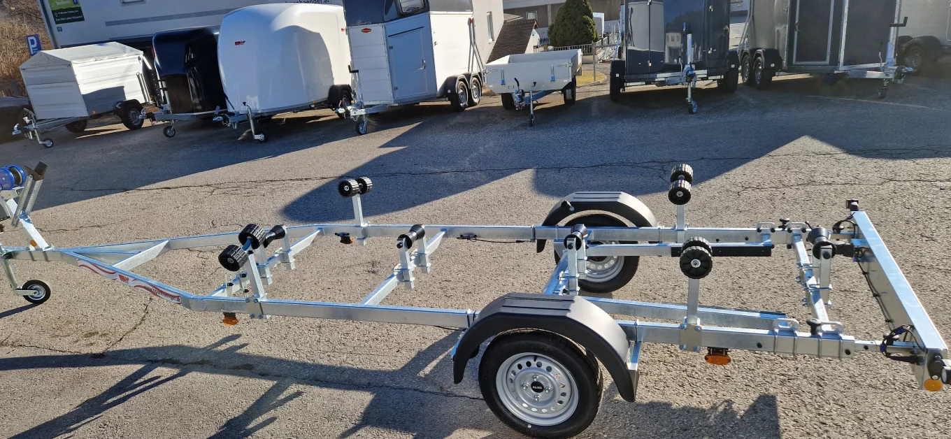 Bootsanhänger, Bootstrailer PKW-Anhänger HP 750 BA-XL, 750 kg ungebremst für Motorboote und Zillen