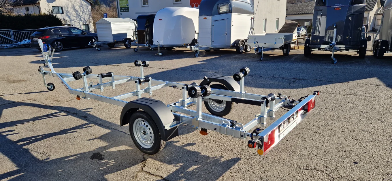 Bootsanhänger, Bootstrailer PKW-Anhänger HP 750 BA-XL, 750 kg ungebremst für Motorboote und Zillen
