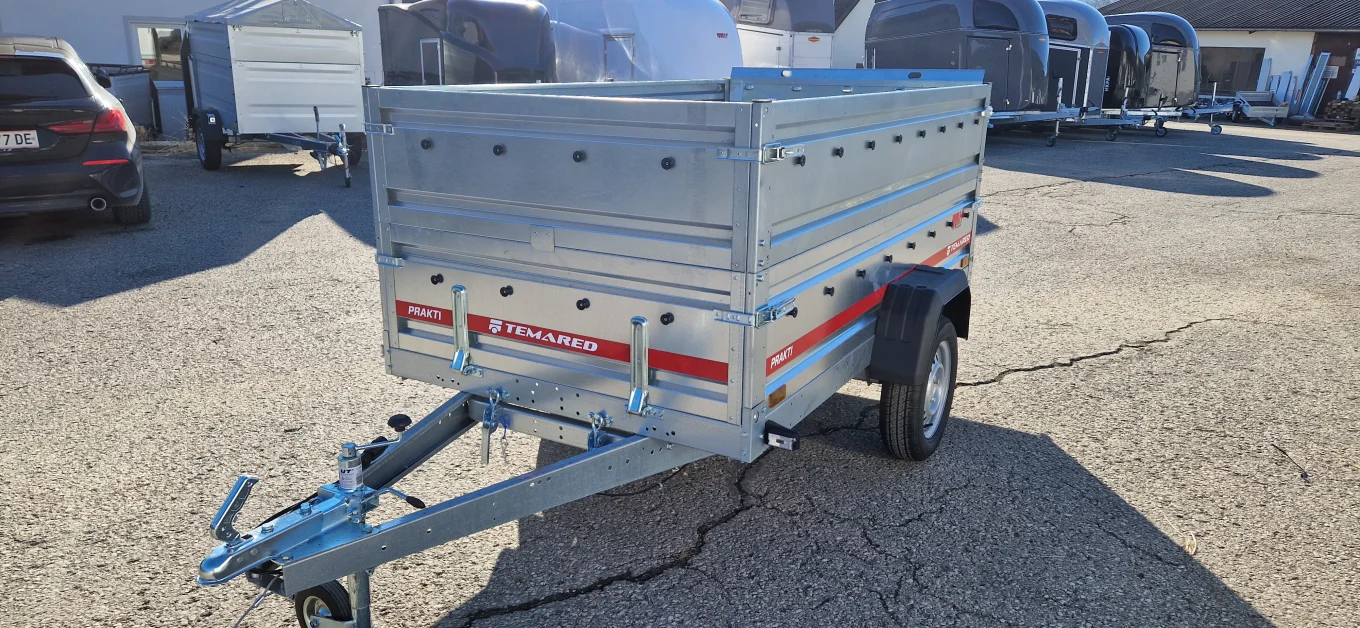 PKW-Anhänger, Autoanhänger HP 2612 UKA mit Kippdeichsel und Überfahrwand im Set mit Aufsatzwände und Flachplane