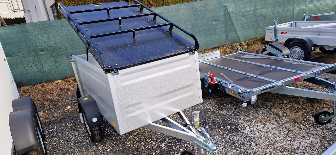 PKW-Anhänger, Deckelanhänger-Kofferanhänger HP 2512 U72, 750 kg ungebremst, 2435 x 1235 x 665 mm, inkl. Deckel versperrbar