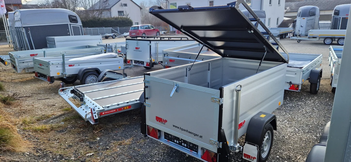 PKW-Anhänger, Deckelanhänger-Kofferanhänger HP 2011 U72, 750 kg ungebremst, 2020 x 1075 x 675 mm, inkl. Deckel versperrbar