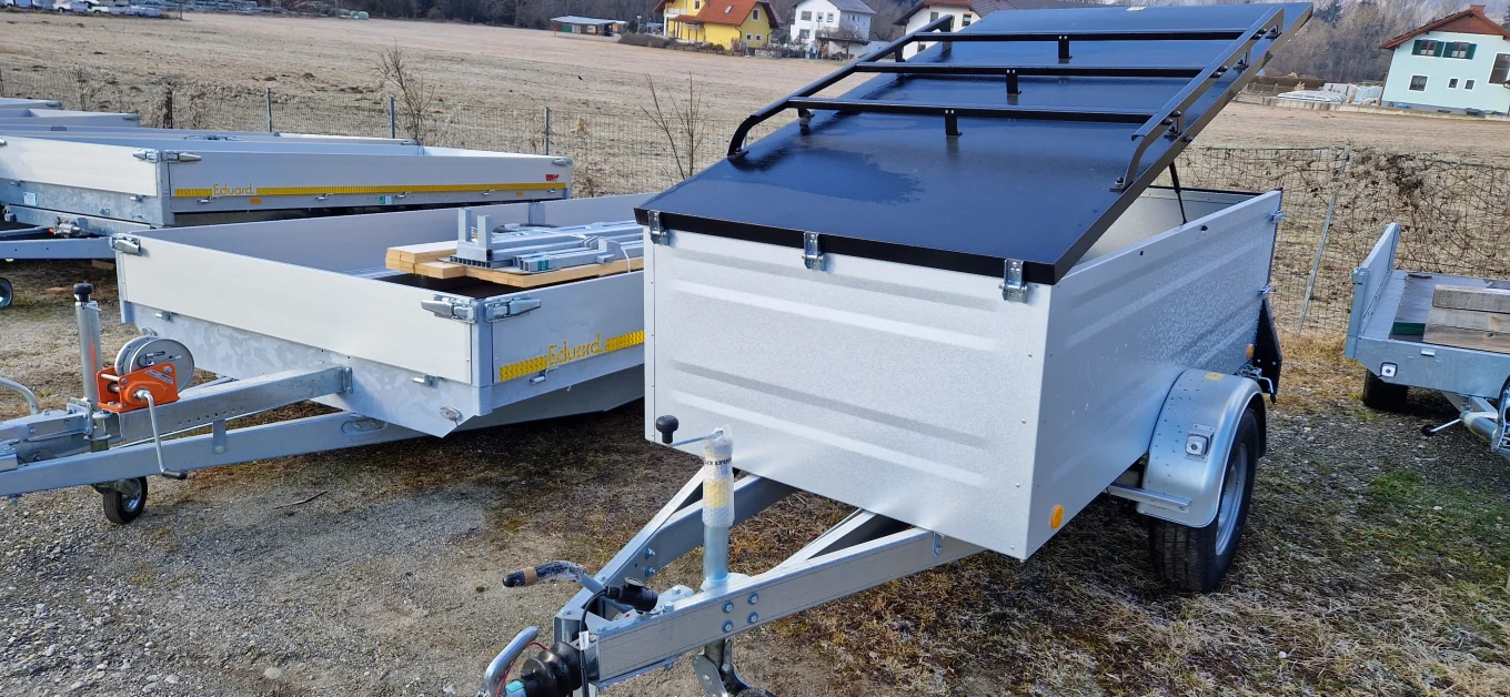 PKW-Anhänger, Deckelanhänger-Kofferanhänger HP 2011 G72, 1000 kg gebremst, 2020 x 1075 x 675 mm, inkl. Deckel versperrbar