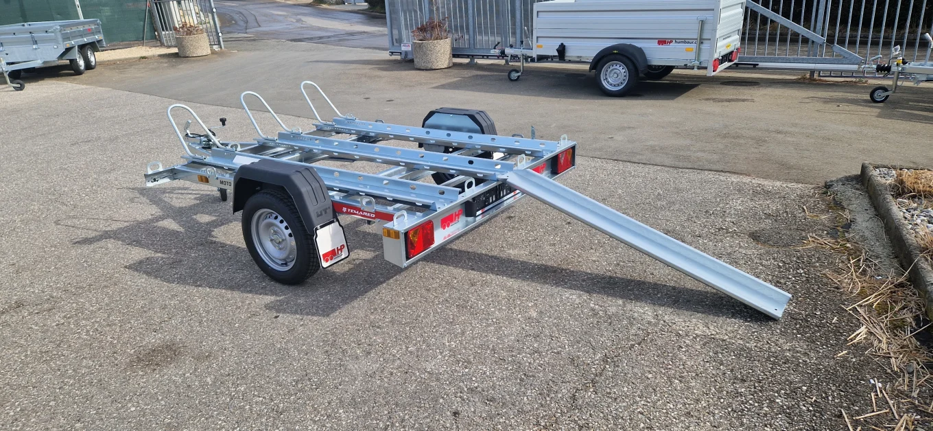 Motorradanhänger, Autoanhänger, PKW-Anhänger HP M750-K Premium, kippbar für 3 Motorräder