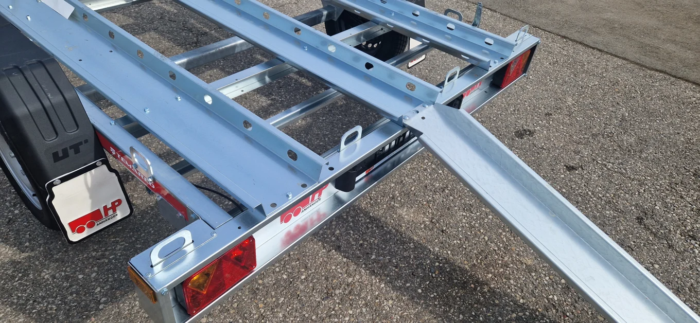 Motorradanhänger, Autoanhänger, PKW-Anhänger HP M750-K Premium, kippbar für 3 Motorräder