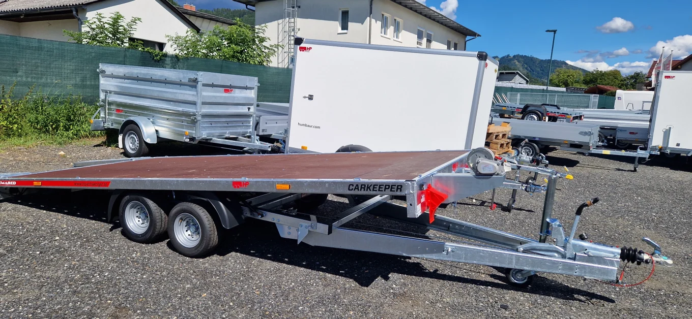 Autotransporter, Plateauanhänger - PKW-Anhänger HP 412130 ATPK, Fahrzeug u.- Universalanhänger mit geschlossenem Plateau-kippbar