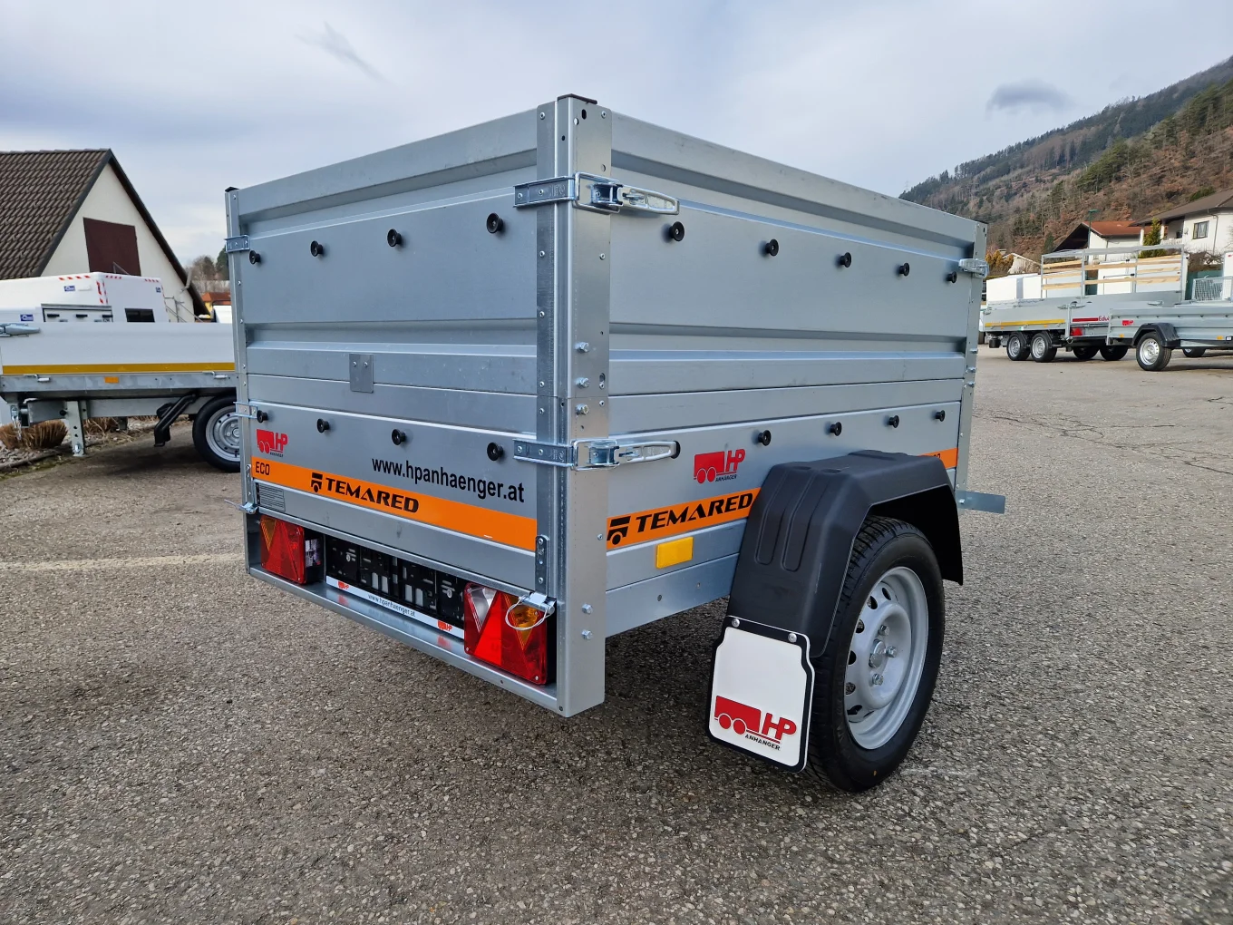 PKW-Anhänger, Autoanhänger HP 150 U Set, 750 kg ungebremst, 1470 x 1060 x 300 mm im Set mit Aufsatzwände und Flachplane