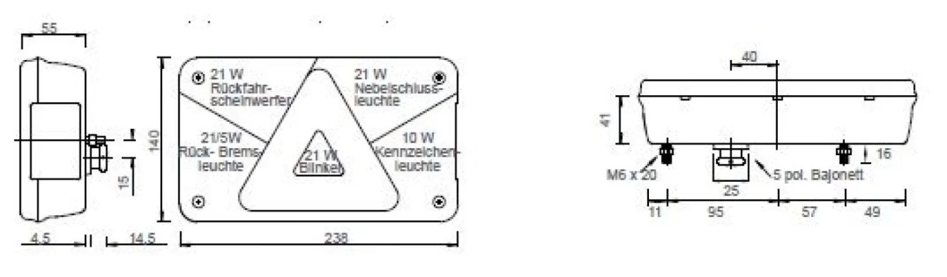 Leuchte Aspöck Multipoint 5 rechts mit 8-poligen Bajonettanschluss