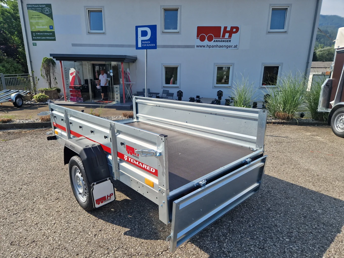 PKW Anhänger, Autoanhänger HP 2312 U, 2360x1250x400 mm, 750 kg ungebremst, Stirn u.- Rückwand klappbar, Stützrad