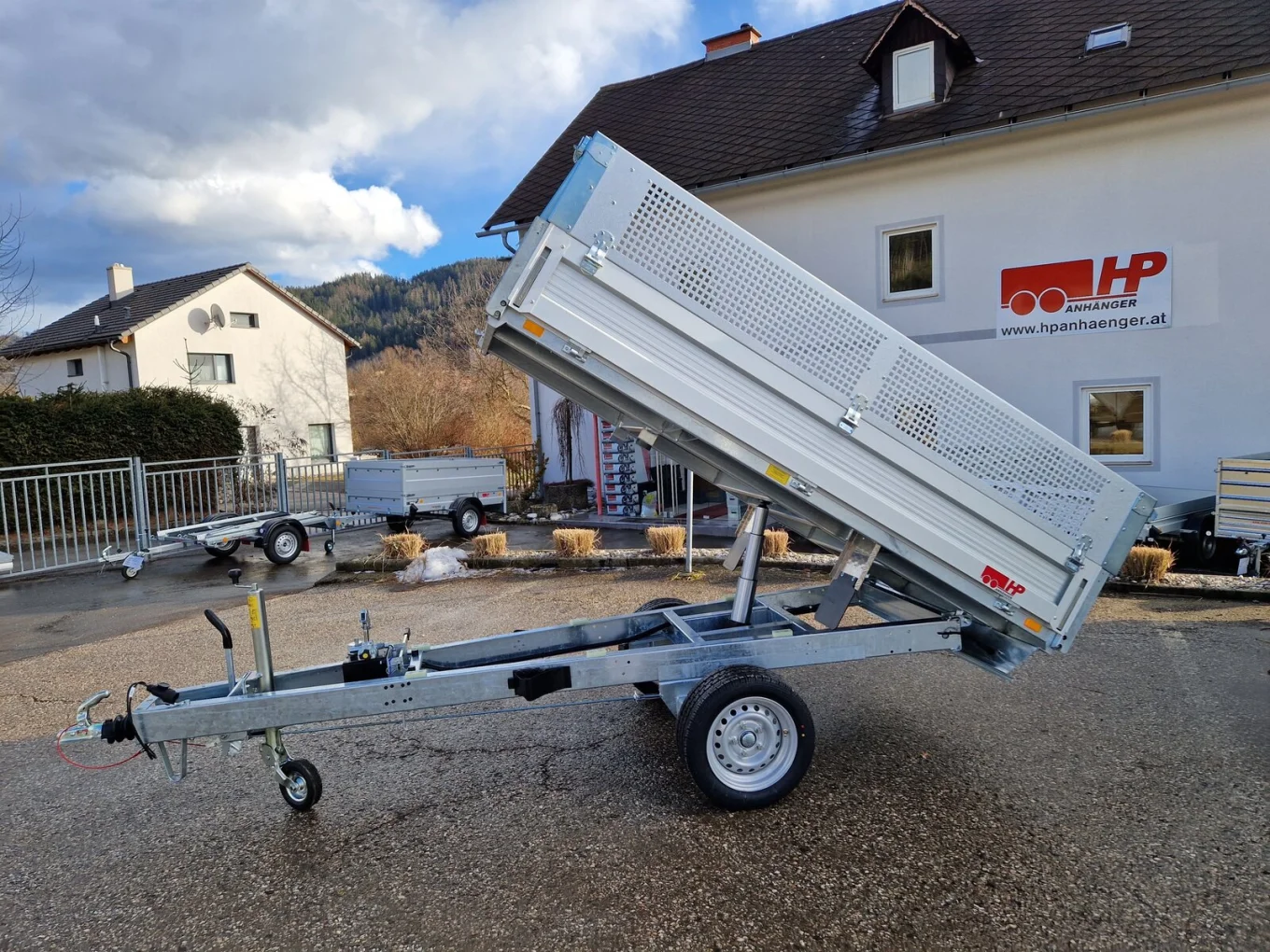 Rückwärtskipper, PKW-Anhänger, HP 2515 RK-AL Set inkl. Gitteraufsatz & Netz