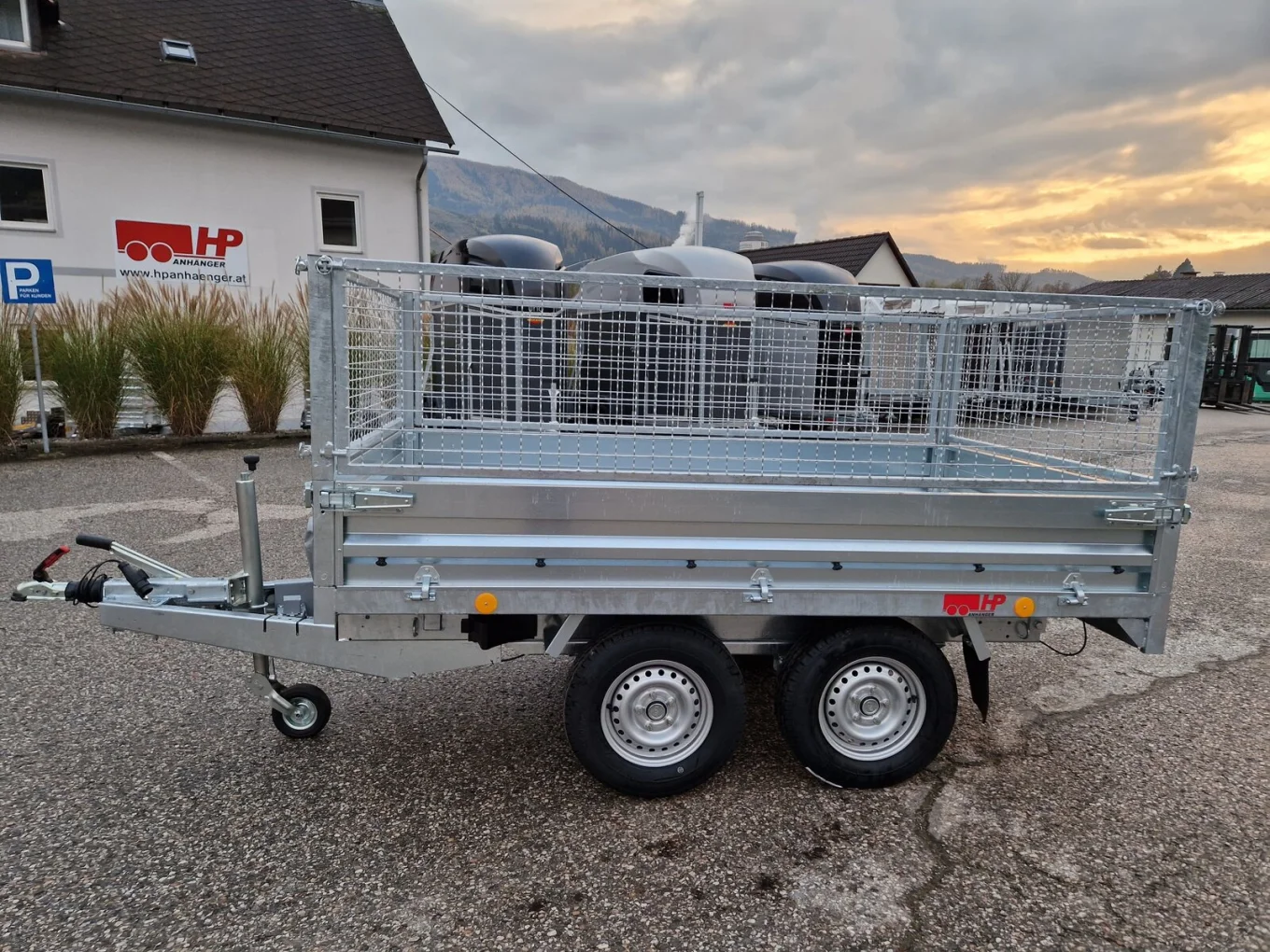 Rückwärtskipper, PKW-Anhänger HP 272515RK im Set mit Gitteraufsatz 600 mm & Netz