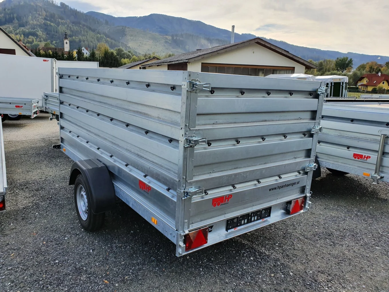 PKW-Anhänger, Autoanhänger HP 3015 UKAA, 2990 x 1490 x 1050 mm, 750 kg ungebremst mit Kippdeichsel & Flachplane