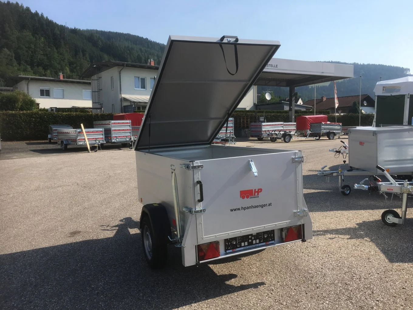 PKW-Anhänger, Deckelanhänger-Kofferanhänger HP 2011 G72, 1000 kg gebremst, 2020 x 1075 x 675 mm, inkl. Deckel versperrbar