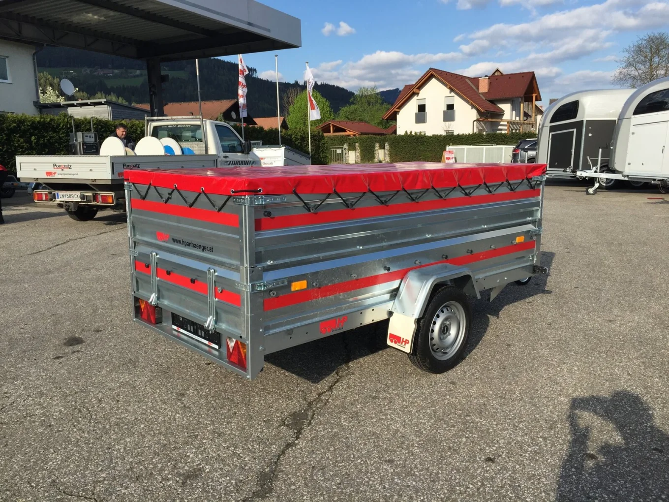 PKW-Anhänger, Autoanhänger HP 2612 GA, 2630 x 1250 x 400 mm, + Aufsatzwände 400 mm, Flachplane