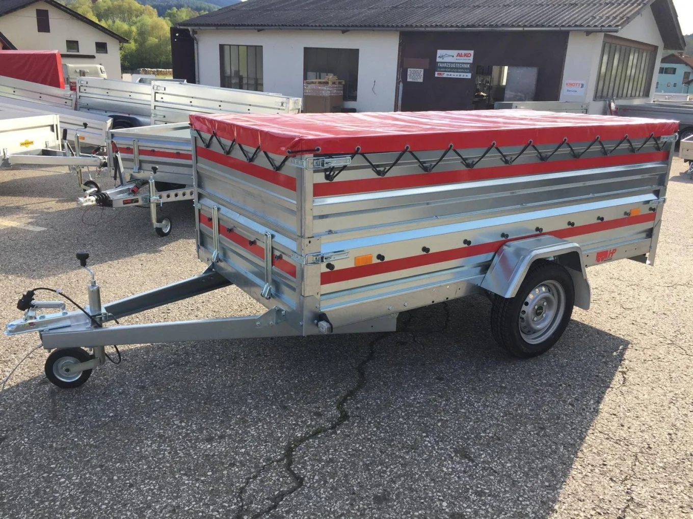 PKW Anhänger HP 3015 UA, 750 kg, 3000x1500x800 mm + Aufsatzwände u. Flachplane, Stützrad