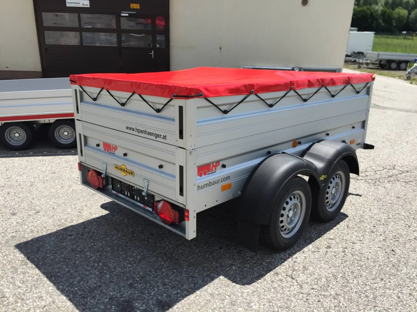 PKW-Anhänger, Autoanhänger, Humbaur HA 203015 KV, Tandemanhänger 2000 kg GG im Set mit Aufsatzwände und Flachplane