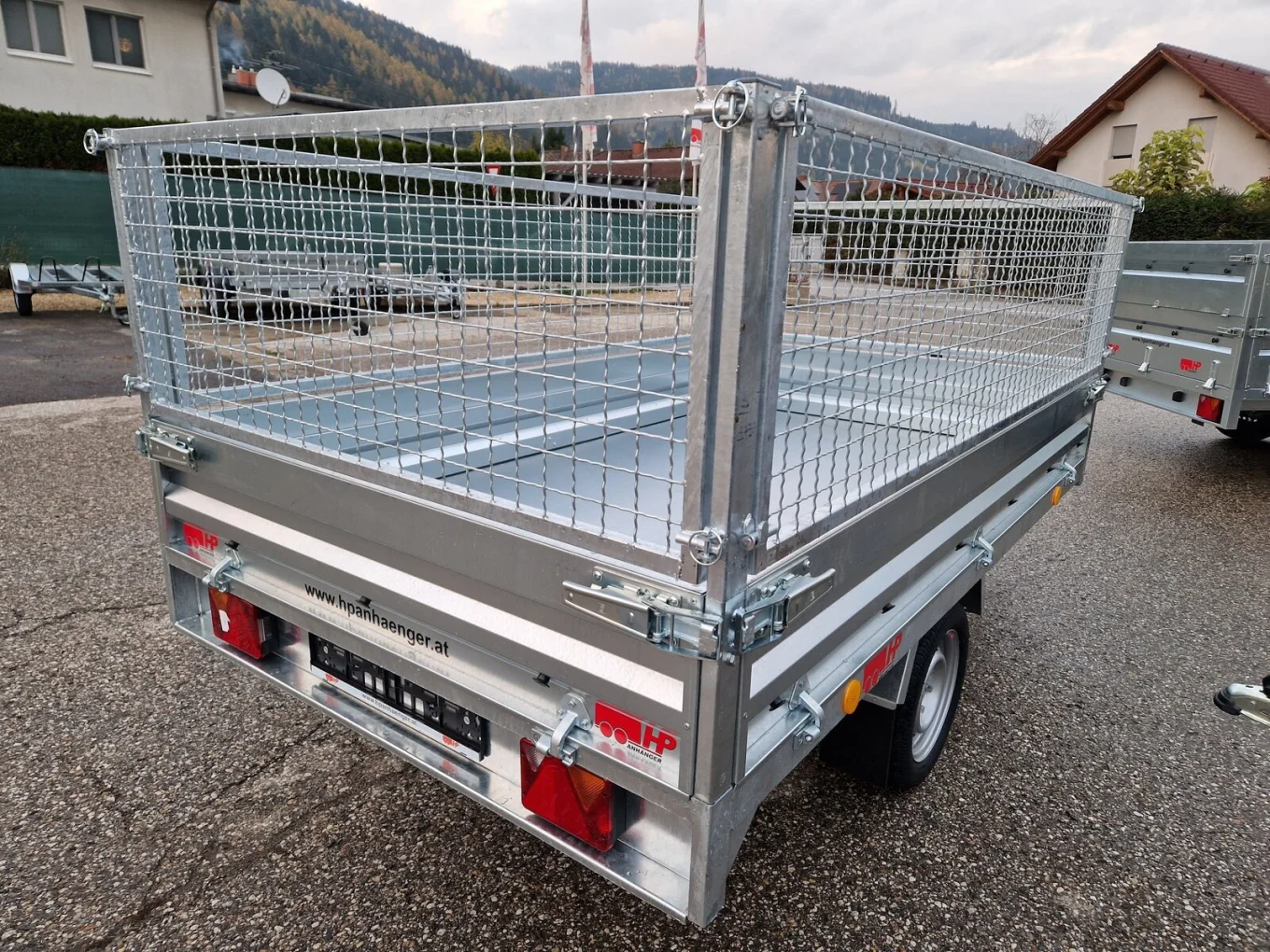 Rückwärtskipper, PKW-Anhänger HP 152515 RK im Set mit Gitteraufsatz 600 mm & Netz