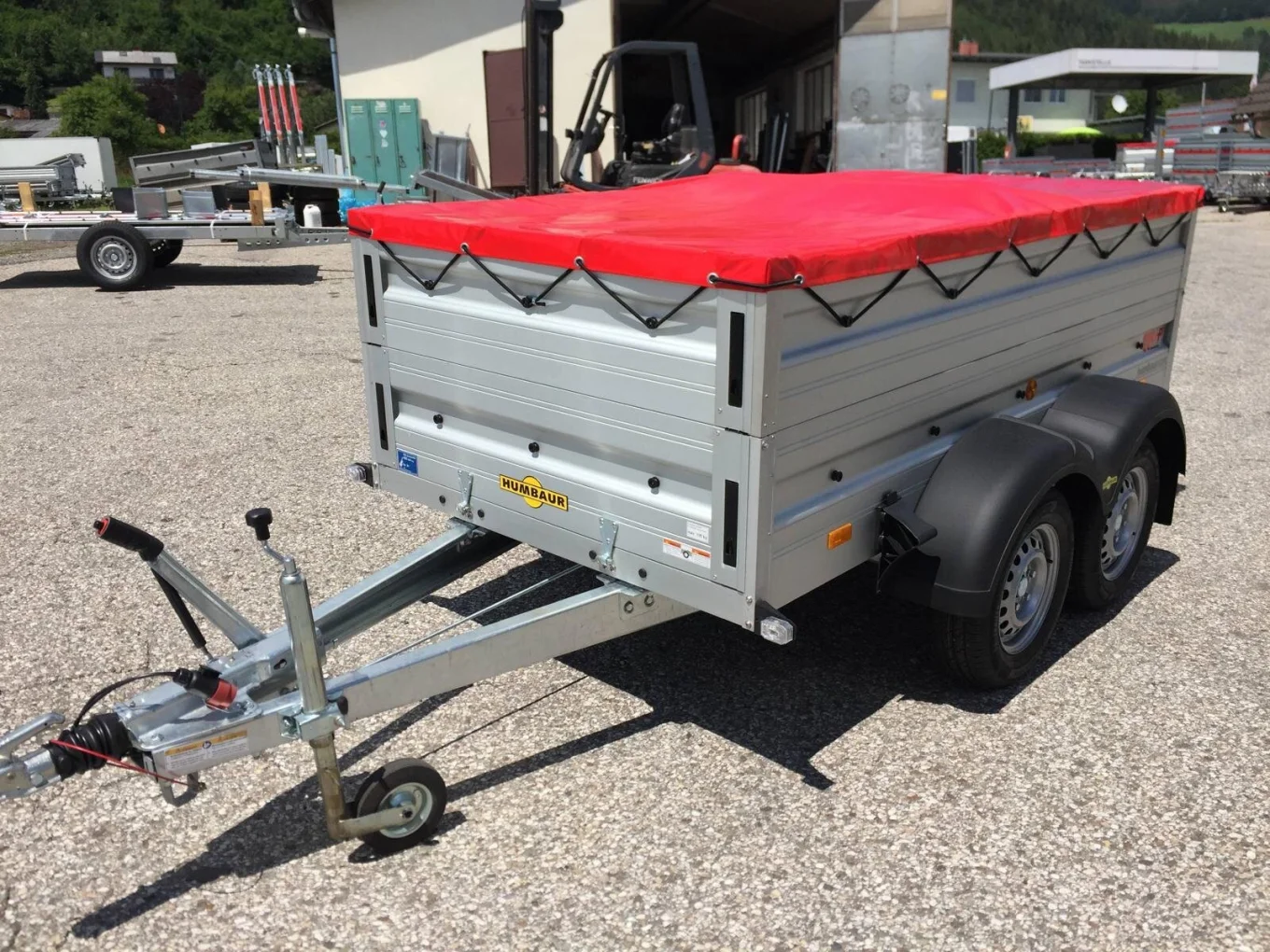 PKW-Anhänger, Autoanhänger, Humbaur HA 203015 KV, Tandemanhänger 2000 kg GG im Set mit Aufsatzwände und Flachplane