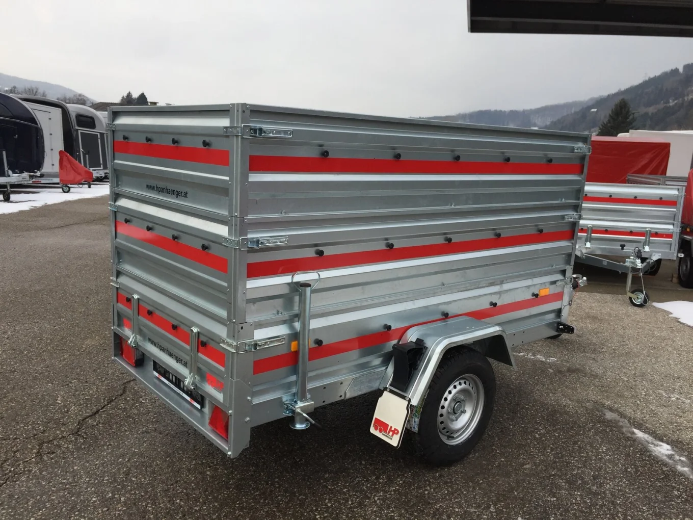 PKW Anhänger HP 3015 UAA, 3000x1500x1200 mm, 750 kg, 2xAufsatzwände, Flachplane, Stützrad