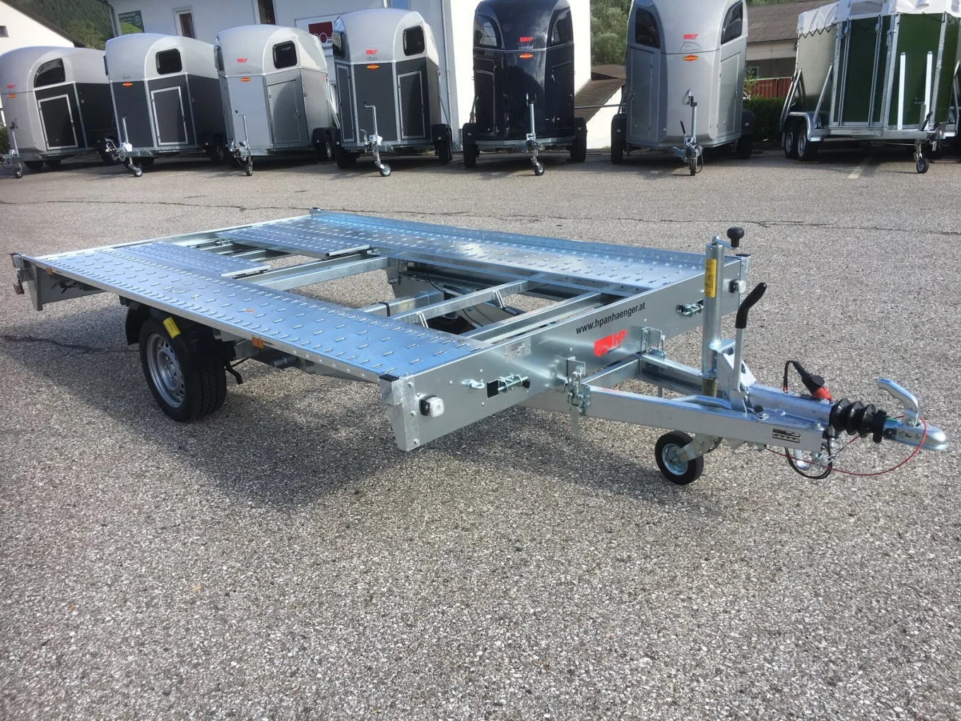 PKW Anhänger, Fahrzeugtransporter HP 350/18 ATK 1800 kg Gesamtgewicht, Plateau kippbar, 3500x2000 mm, Autotransporter