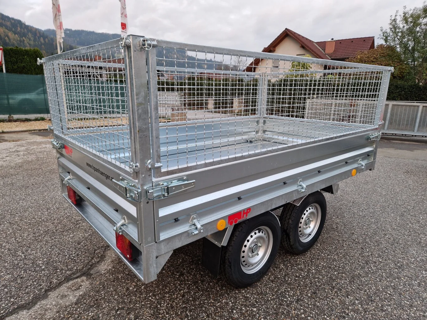 Rückwärtskipper, PKW-Anhänger HP 272515RK im Set mit Gitteraufsatz 600 mm & Netz
