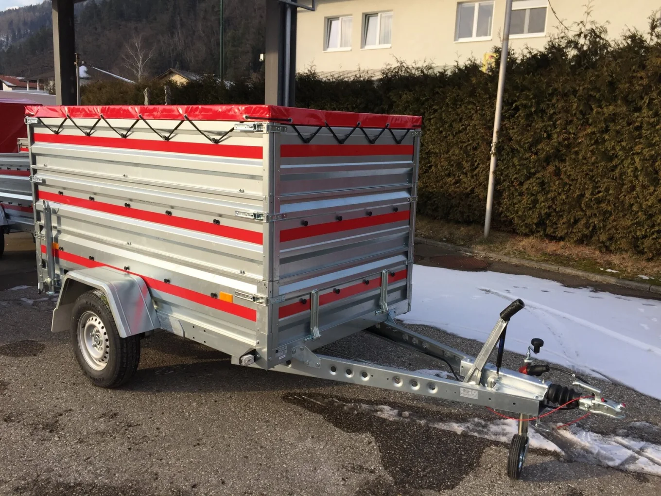 PKW-Anhänger, Autoanhänger HP 2612 GAA, 2630 x 1250 x 400 mm, + 2 x Aufsatzwände 400 mm, Flachplane