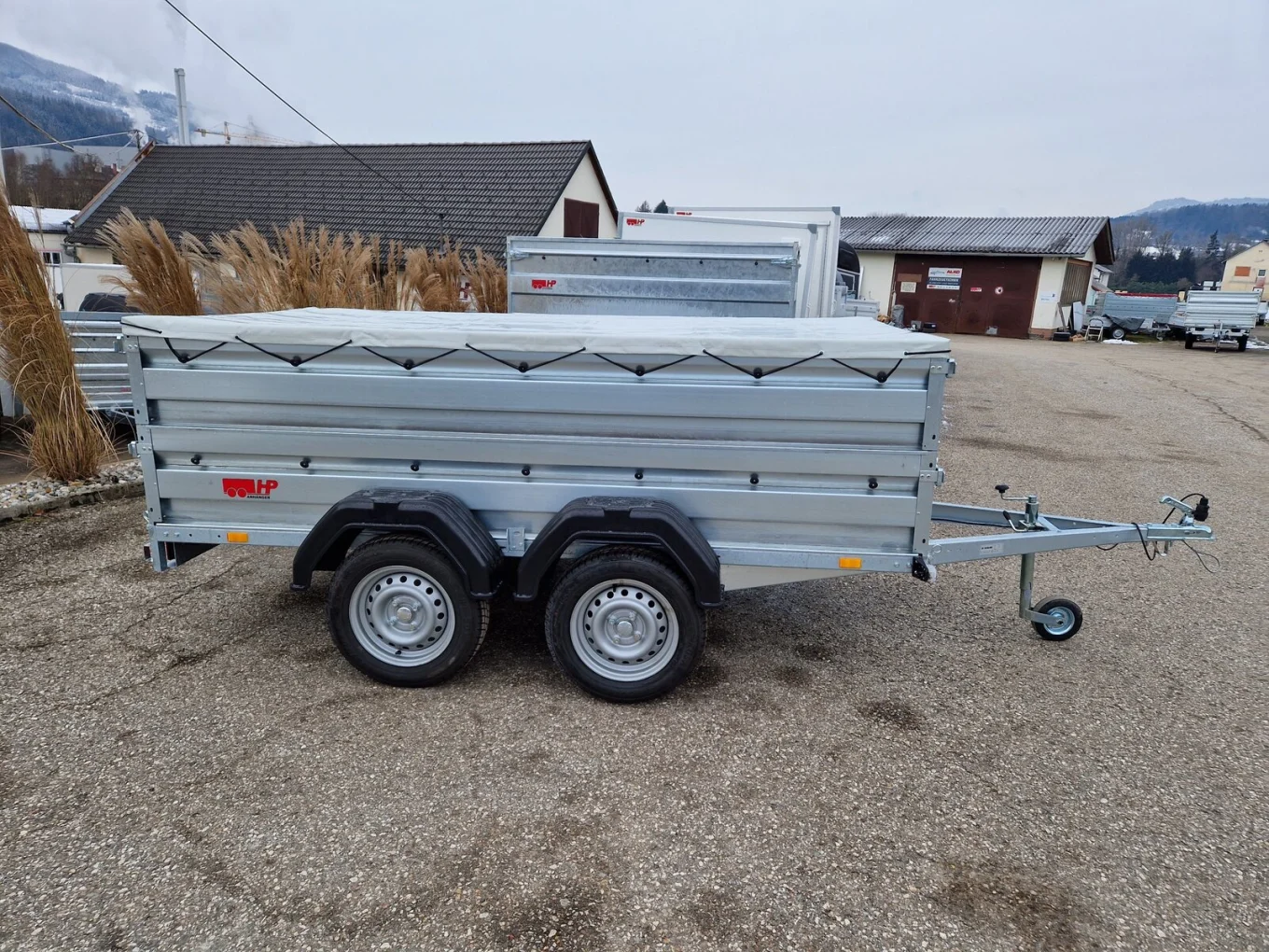 PKW Anhänger, Autoanhänger HP 3015 UTA im Set mit Aufsatzwände und Flachplane