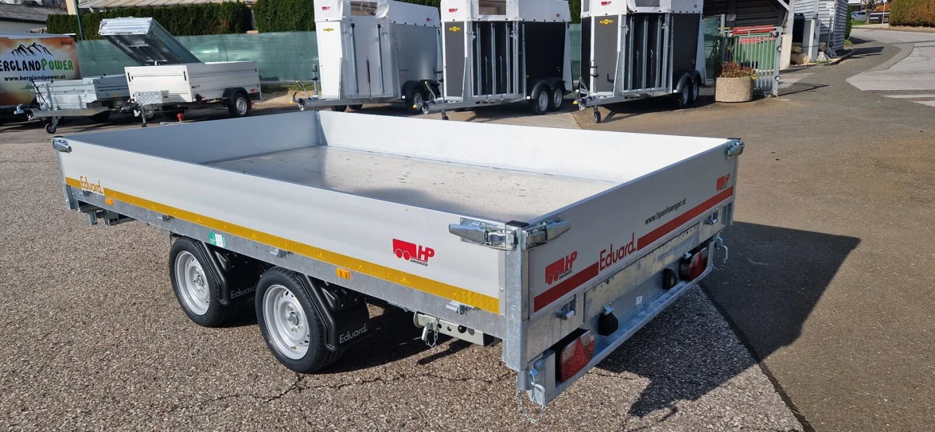 PKW-Anhänger, Autoanhänger, 3-Seitenkipper Eduard 4020 EKP Tandem im Set mit Stützen und Rampen Unteneinbau