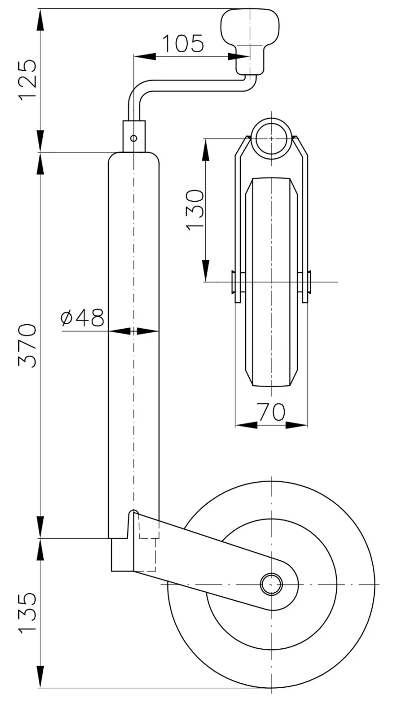 Stützrad & Klemmschelle, montiertes Zubehör
