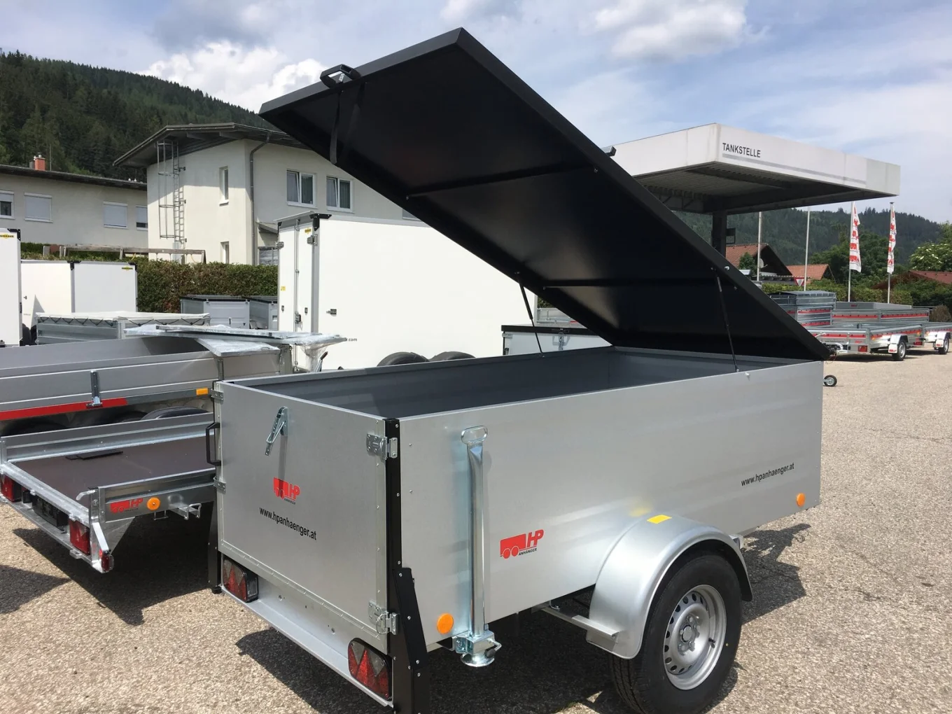 PKW-Anhänger, Deckelanhänger-Kofferanhänger HP 2512 U72, 750 kg ungebremst, 2435 x 1235 x 665 mm, inkl. Deckel versperrbar