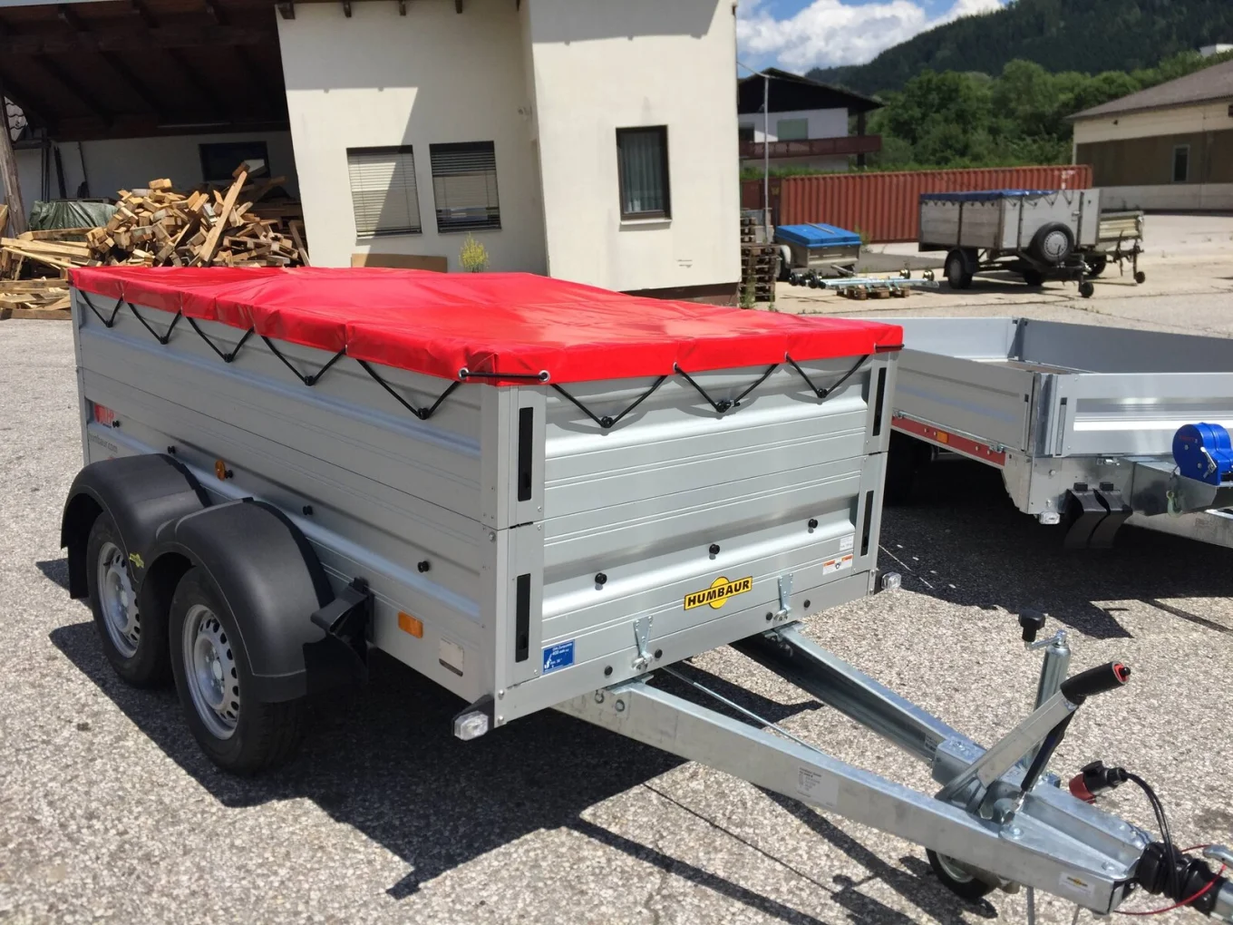 PKW-Anhänger, Autoanhänger, Humbaur HA 203015 KV, Tandemanhänger 2000 kg GG im Set mit Aufsatzwände und Flachplane