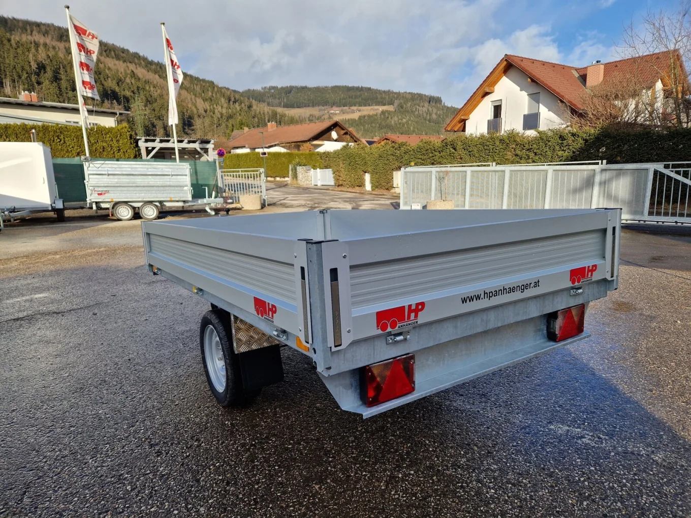 Rückwärtskipper, PKW-Anhänger, HP 2515 RK-AL Set inkl. Gitteraufsatz & Netz